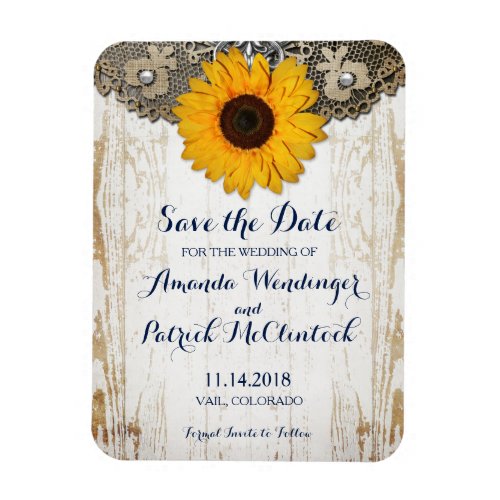 Rustic Sunflower Wedding Save the Date Magnets