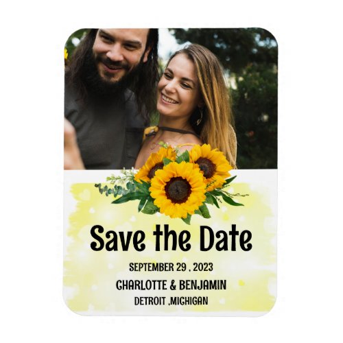 Rustic Sunflower Wedding Save the Date Photo  Magnet