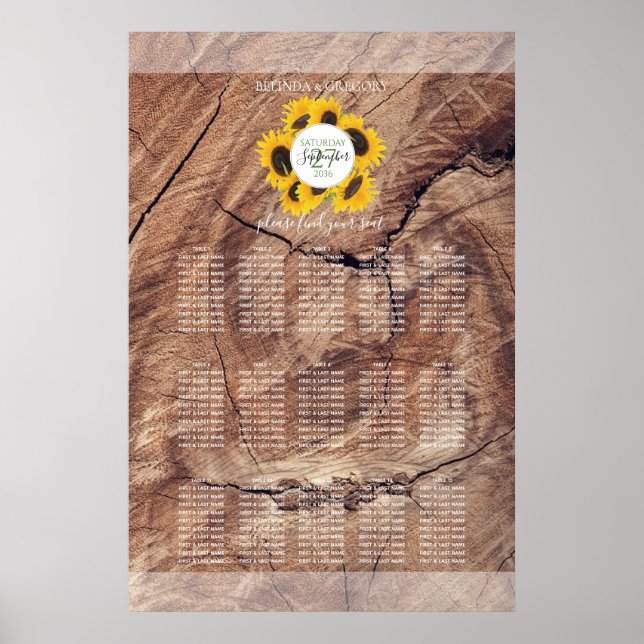 Rustic Sunflower Wedding Seating Chart (Front)