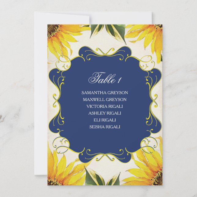 Rustic Sunflower Wedding Seating Party Plan Invitation (Front)