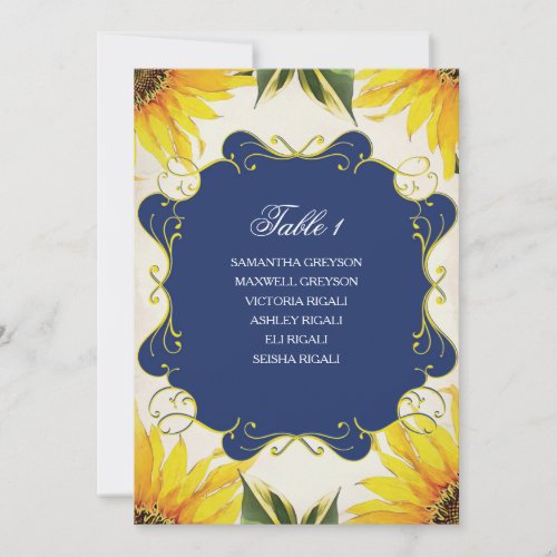Rustic Sunflower Wedding Seating Party Plan Invitation