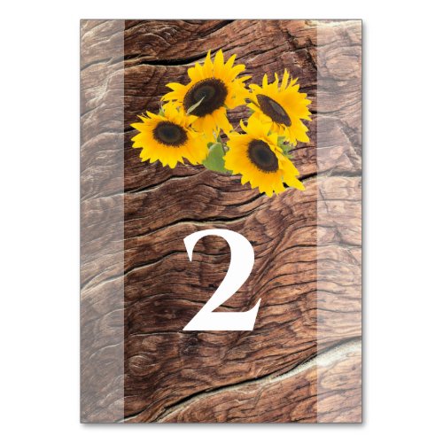 Rustic Sunflower Wedding Table Number
