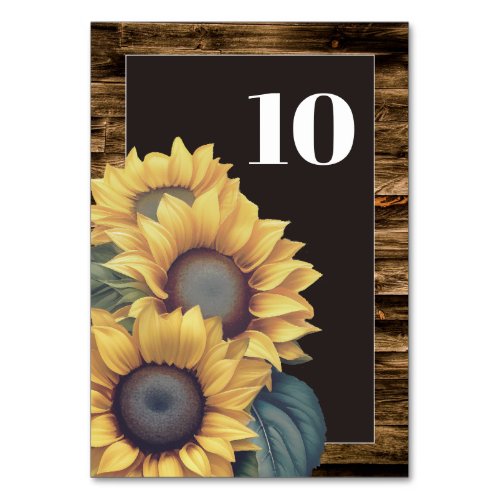 Rustic Sunflower Wedding  Table Number