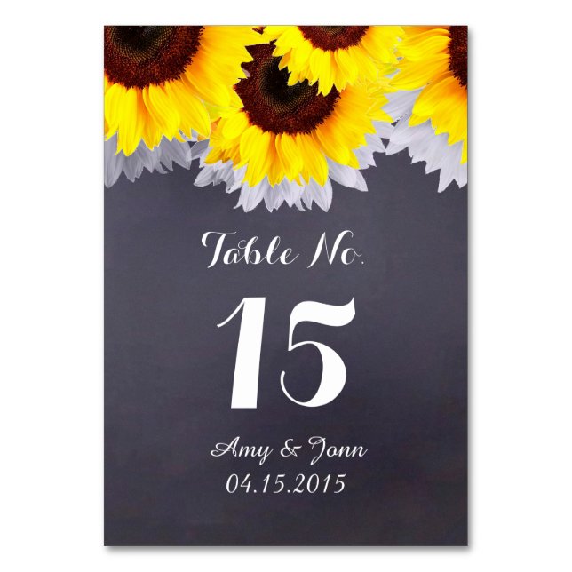 Rustic sunflower wedding table numbers sunflwr2 (Front)