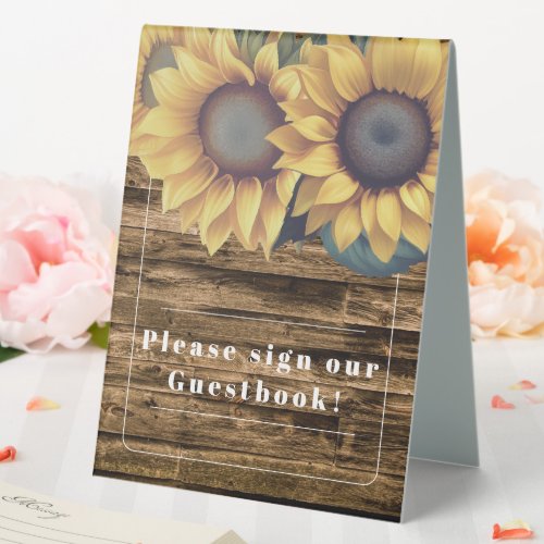 Rustic Sunflower Wedding Table Tent Sign