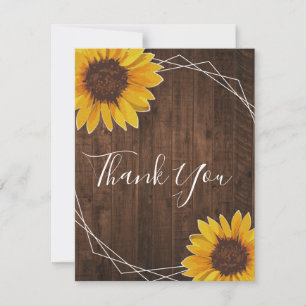 Rustic Sunflower Wedding Thank You Card
