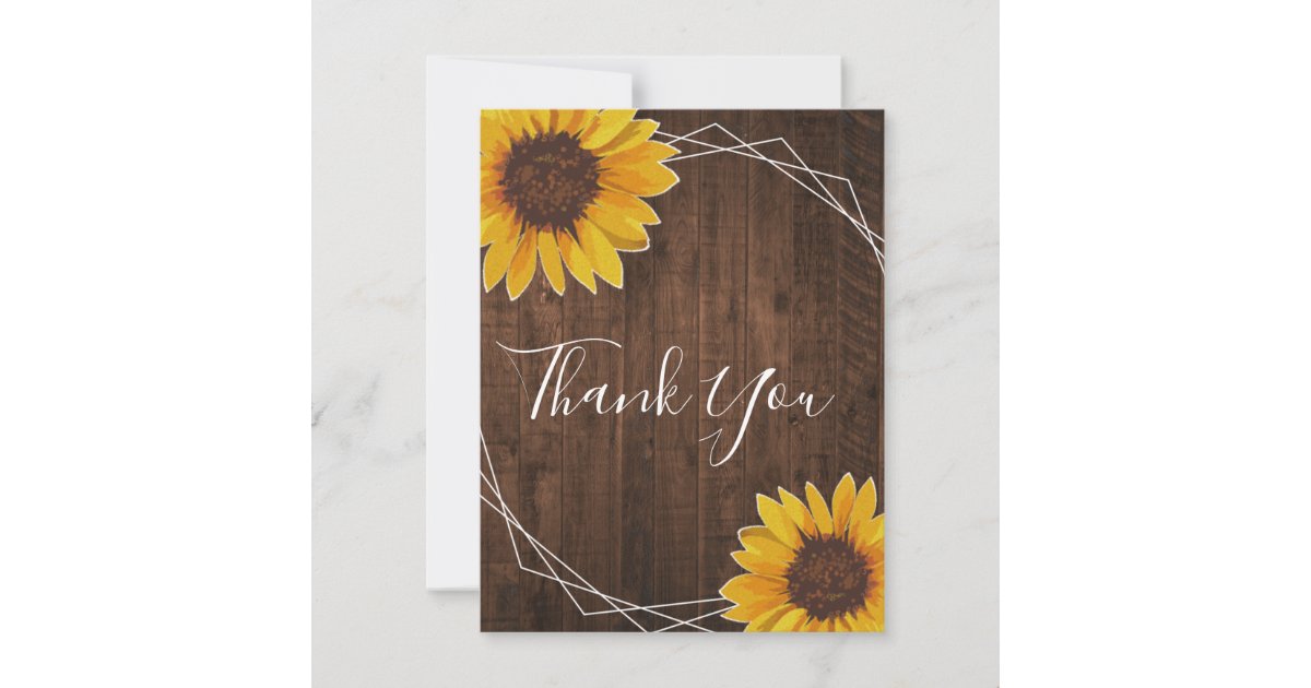 Rustic Sunflower Wedding Thank You Card | Zazzle