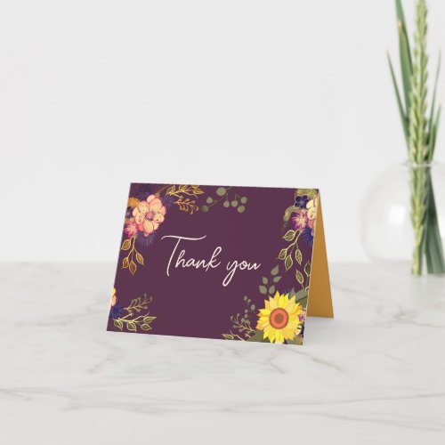 Rustic Sunflower Wedding Thank You Card