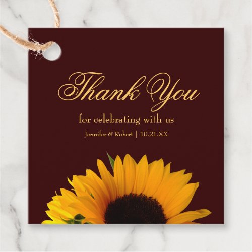 Rustic Sunflower Wedding Thank You Favor Tags