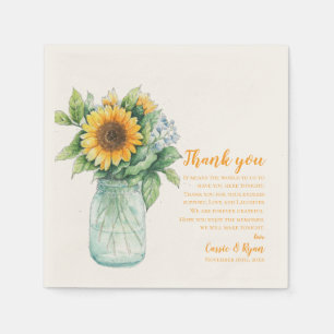Rustic Sunflower Wedding Thank you Message Napkins