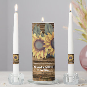 Rustic Sunflower Wedding Unity Candle Set