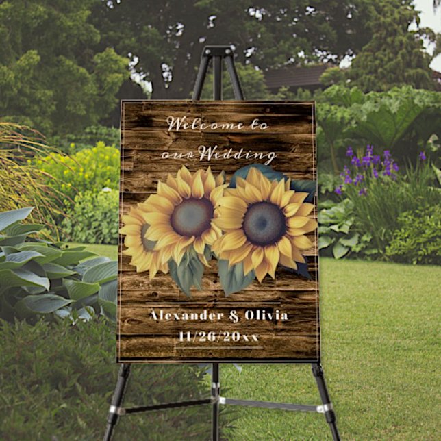 Rustic Sunflower Wedding Welcome Foam Board (Rustic Sunflower Wedding Welcome Sign Foam Board)