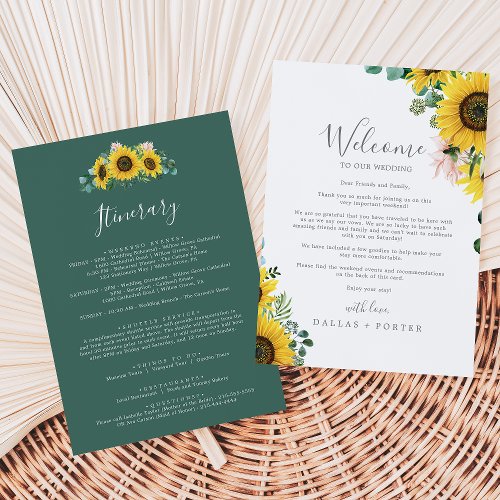 Rustic Sunflower Wedding Welcome Letter Itinerary