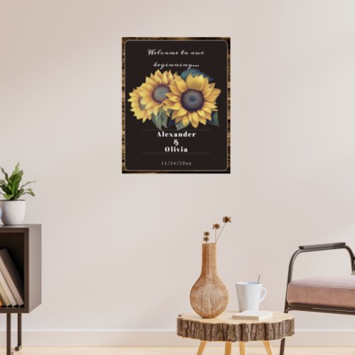 Rustic Sunflower Wedding Welcome Poster