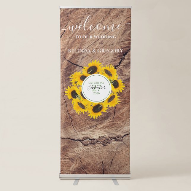 Rustic Sunflower Wedding Welcome Sign (Front)