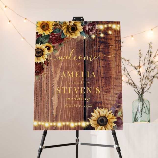  Rustic Sunflower Wedding Welcome Sign (In Situ (Stand))