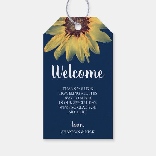 Rustic Sunflower Welcome Gift Tags