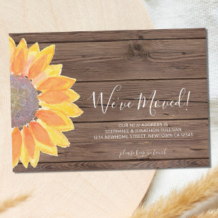 Rustic Sunflower We've Moved Announcement Card