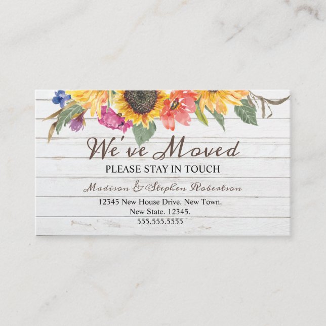 Rustic Sunflower  We've Moved | Change of Address Enclosure Card (Front)