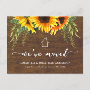 Rustic Sunflower We've Moved New Address Postcard