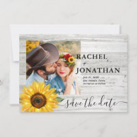 Rustic Sunflower White Wood Photo Wedding