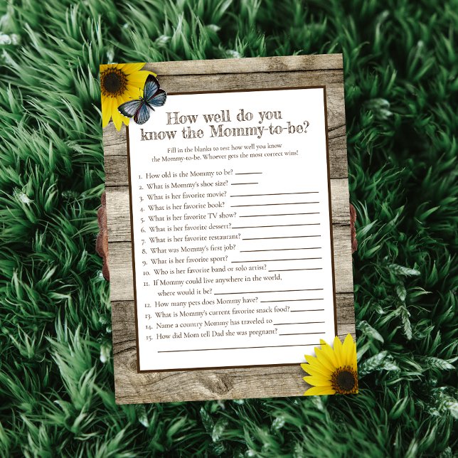 Rustic Sunflower Who Knows Mommy Best Baby Shower Invitation (Creator Uploaded)