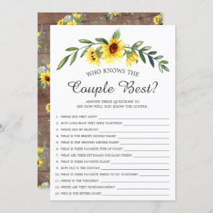 Rustic Sunflower Who Knows the Couple Best Game Invitation