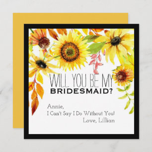 Rustic Sunflower Will You Be My Bridesmaid Fall Invitation