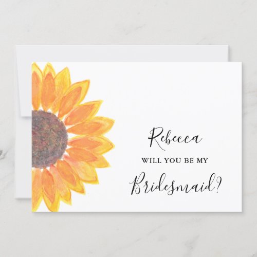 Rustic Sunflower Will You Be My Bridesmaid Invitation
