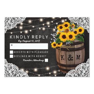 Rustic Sunflower Winery Wedding Invitation RSVP