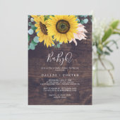 Rustic Sunflower | Wood BabyQ Baby Shower Barbecue Invitation (Standing Front)