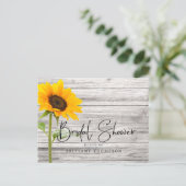 Rustic Sunflower Wood Bridal Shower Invitation Postcard (Standing Front)