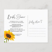 Rustic Sunflower Wood Bridal Shower Invitation Postcard (Back)