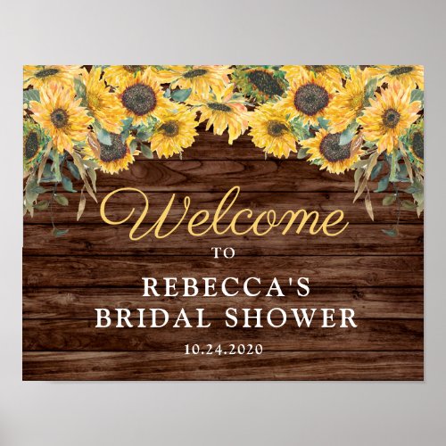 Rustic Sunflower Wood Bridal Shower Welcome Sign