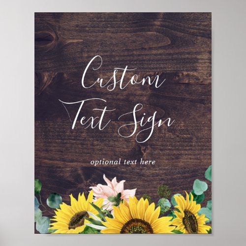 Rustic Sunflower  Wood Custom Text Sign