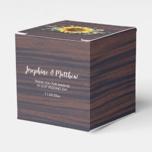 Rustic Sunflower Wood Jar Lights Wedding Favor Boxes