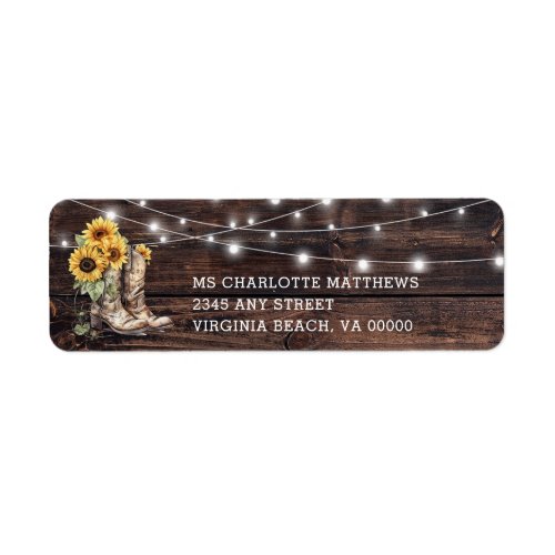 Rustic Sunflower Wood Lights Return Address Label