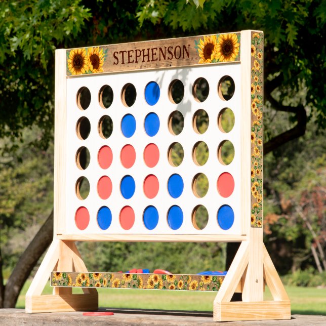 Rustic Sunflower Wood Personalized Jumbo Fast Four (Lawn)
