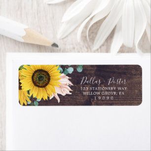 Rustic Sunflower Wood Return Address Label