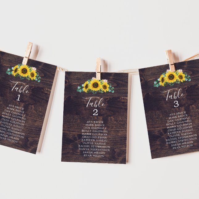 Rustic Sunflower | Wood Table Number Seating Chart (Creator Uploaded)