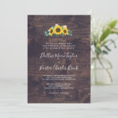 Rustic Sunflower | Wood Traditional Wedding Invitation (Standing Front)