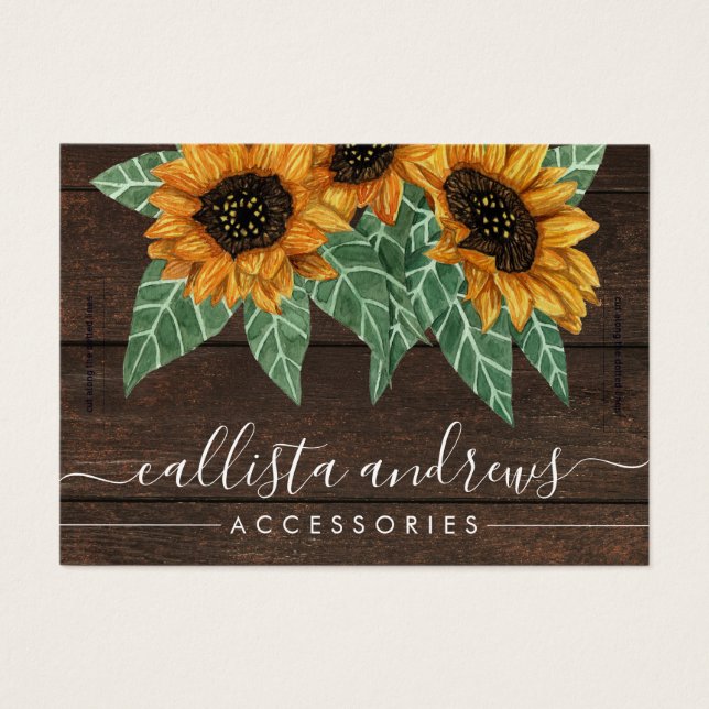 Rustic Sunflower Wood Watercolor Bracelet Display (Front)