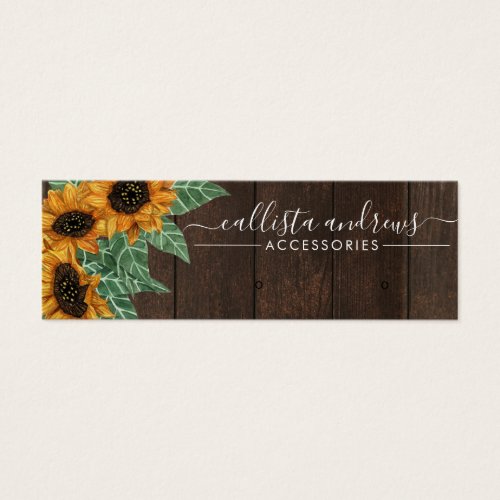 Rustic Sunflower Wood Watercolor Earring Display