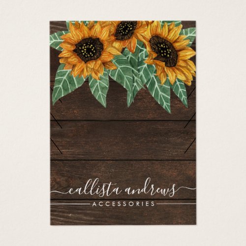 Rustic Sunflower Wood Watercolor Necklace Display