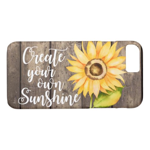 Rustic Sunflower Wood with Quote iPhone 87 Case