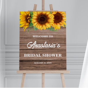 Rustic Sunflower Wooden Bridal Shower Welcome Sign