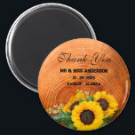Rustic Sunflower Wooden Wedding Favor Gift Magnet<br><div class="desc">Rustic Sunflower Wooden Wedding Favor Gift magnet features rustic wooden background , sunflower arrangement & text template. A perfect rustic or country side wedding favor gift for your guests. Please click on the personalize button to customize it with your text .Kindly visit my store " loveyouart" for other or similar...</div>