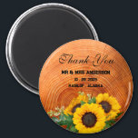 Rustic Sunflower Wooden Wedding Favor Gift Magnet<br><div class="desc">Rustic Sunflower Wooden Wedding Favor Gift magnet features rustic wooden background , sunflower arrangement & text template. A perfect rustic or country side wedding favor gift for your guests. Please click on the personalize button to customize it with your text .Kindly visit my store " loveyouart" for other or similar...</div>