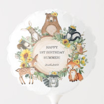 Rustic Sunflower Woodland Animals Baby Birthday Balloon