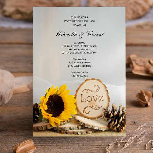 Rustic Sunflower Woodland Post Wedding Brunch Invitation